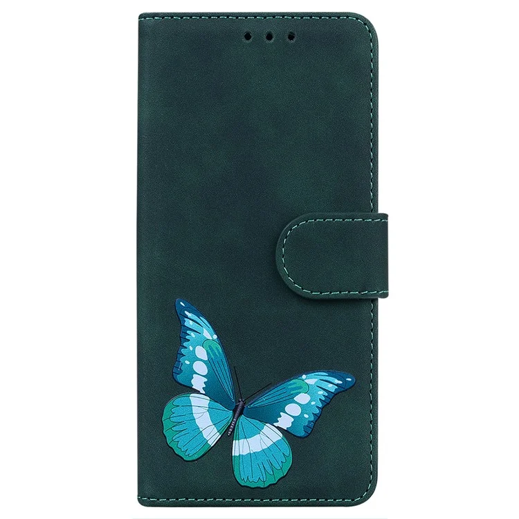 Skin-touch Flip Cover für Google Pixel 8 Schmetterling-Druck stoßfeste Geldbörse PU-Leder Ständer Handyhülle - Grün