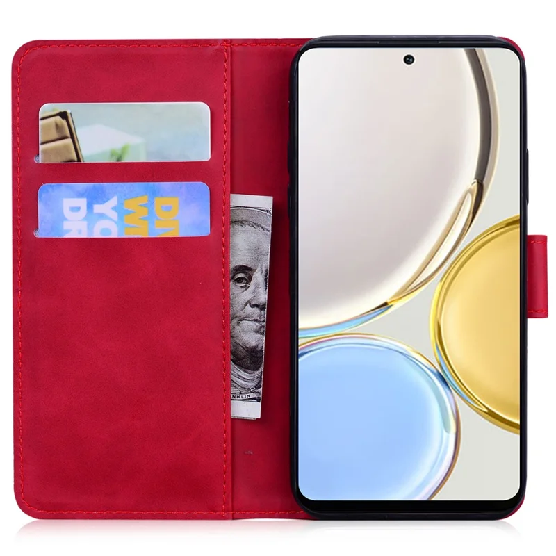 Brieftaschenständer-Hülle für Huawei nova Y61 4G / Enjoy 50z 4G Handyhülle - Tiger geprägtes PU-Leder-Etui - Rot