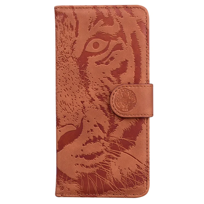 Étui de support pour portefeuille pour Huawei nova Y61 4G / Enjoy 50z 4G Coque de téléphone - Impression de tigre en cuir PU marron