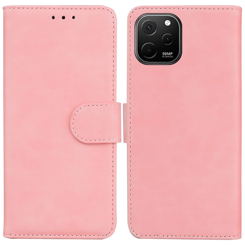 PU Leather Shell for Huawei nova Y61 4G / Enjoy 50z 4G Solid Color Phone Case Wallet Stand Cell Phone Cover - Pink