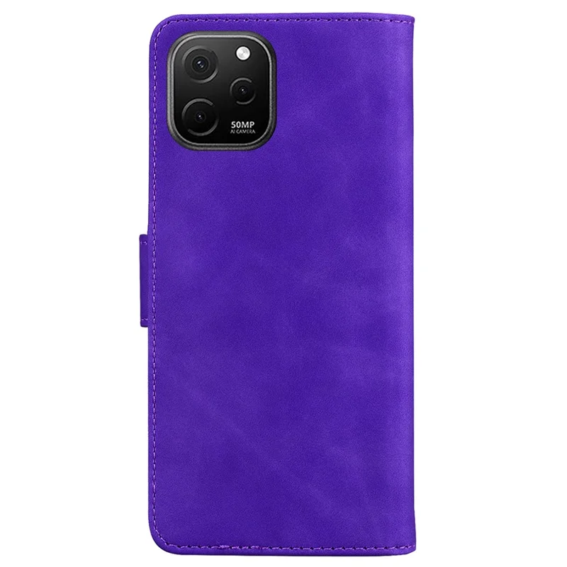 PU Leather Shell for Huawei nova Y61 4G / Enjoy 50z 4G Solid Color Phone Case Wallet Stand Cell Phone Cover - Purple