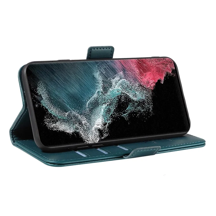 YIKATU YK-003 PU Leather Phone Shell for Samsung Galaxy S22 Ultra 5G Wallet Phone Case Stand Magnetic Cover - Green