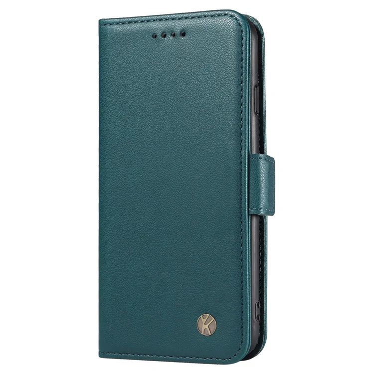 YIKATU YK-003 PU Leather Phone Shell for Samsung Galaxy S22 Ultra 5G Wallet Phone Case Stand Magnetic Cover - Green