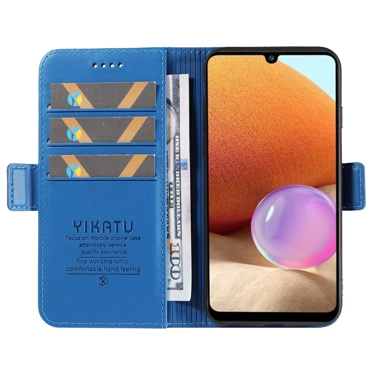 YIKATU YK-003 Stand Shell für Samsung Galaxy A32 5G / M32 5G Magnetisches Telefon-Geldbörsen-Lederetui Sturzsicherer Deckel - Himmelblau