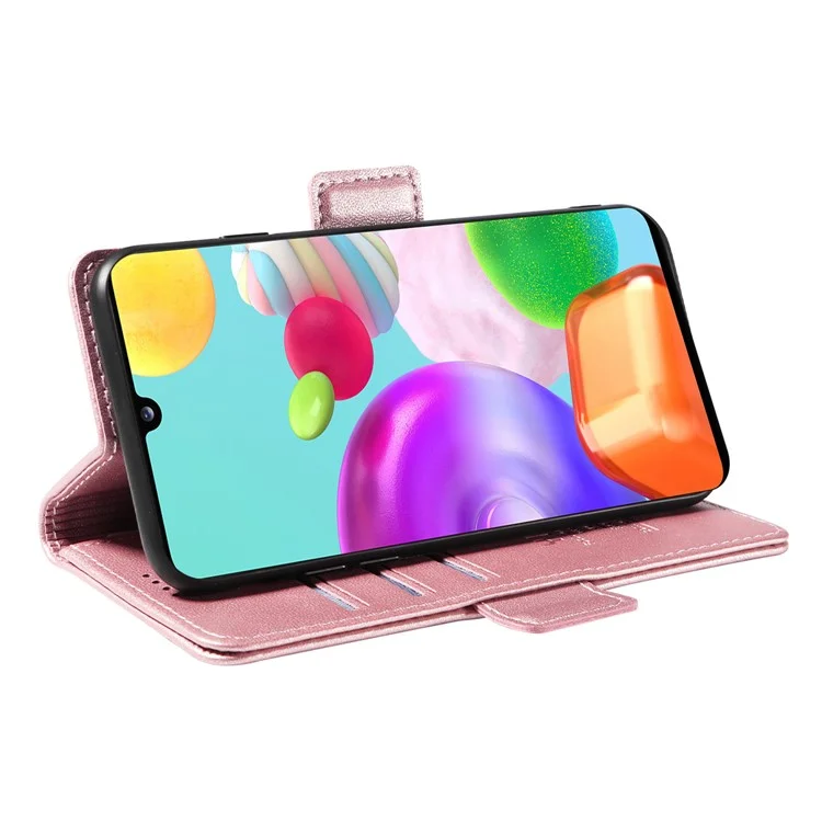 Yikatu YK-003 Cáscara de Teléfono de Cuero Para Samsung Galaxy A41 (versión Global) Case de Billetera Magnetic Anti-caza - Oro Rosa