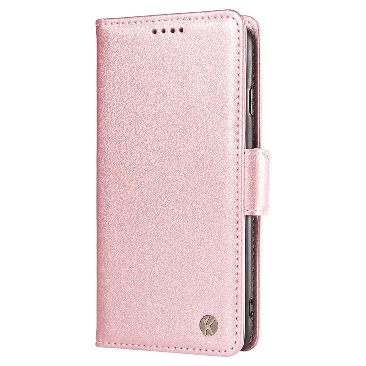 Yikatu YK-003 Cáscara de Teléfono de Cuero Para Samsung Galaxy A41 (versión Global) Case de Billetera Magnetic Anti-caza - Oro Rosa