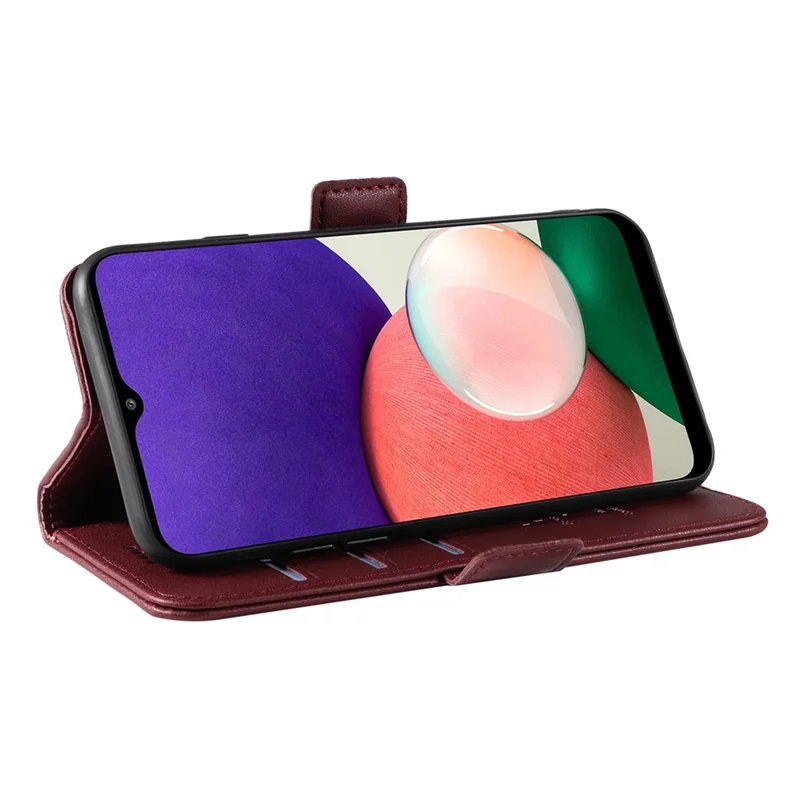 Yikatu YK-003 Per Samsung Galaxy A22 4G (versione Ue) / M22 / M32 (versione Globale) 4G PU Peture Per Copertura Della Coperchi - Vino Rosso