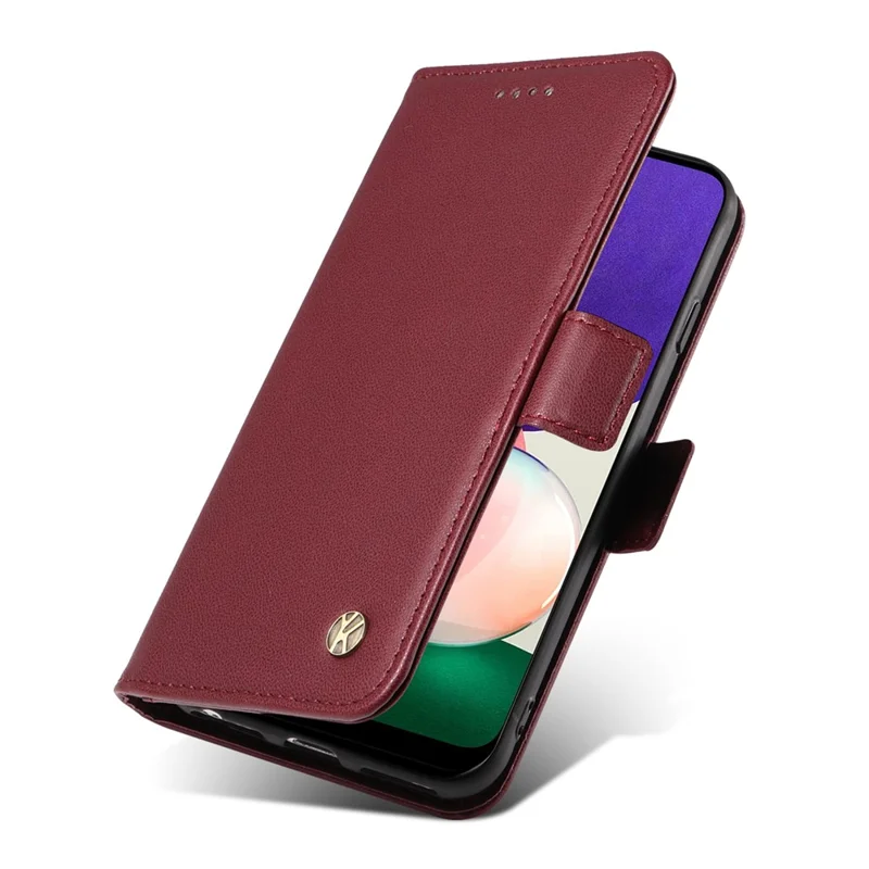 Yikatu YK-003 Per Samsung Galaxy A22 4G (versione Ue) / M22 / M32 (versione Globale) 4G PU Peture Per Copertura Della Coperchi - Vino Rosso