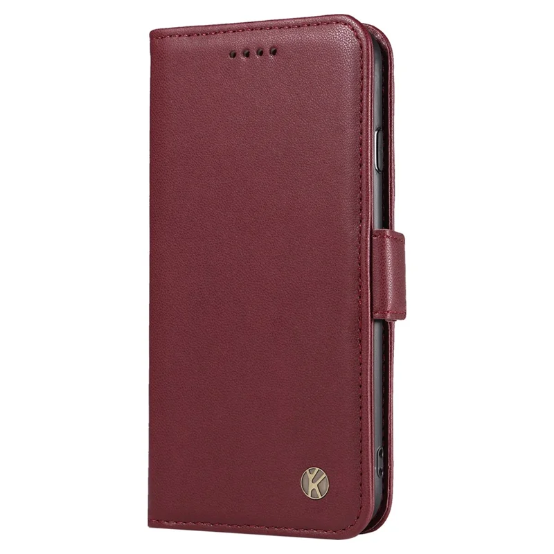 Yikatu YK-003 Per Samsung Galaxy A22 4G (versione Ue) / M22 / M32 (versione Globale) 4G PU Peture Per Copertura Della Coperchi - Vino Rosso