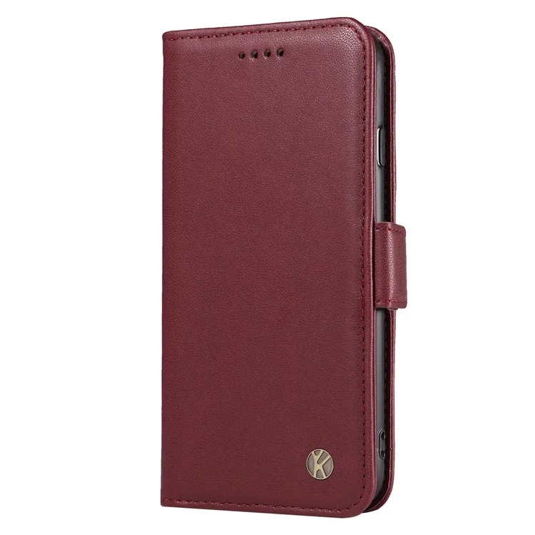 YIKATU YK-003 Phone Shell for iPhone 12 Pro Max 6.7 inch Wallet Phone Case Leather Flip Cover - Wine Red