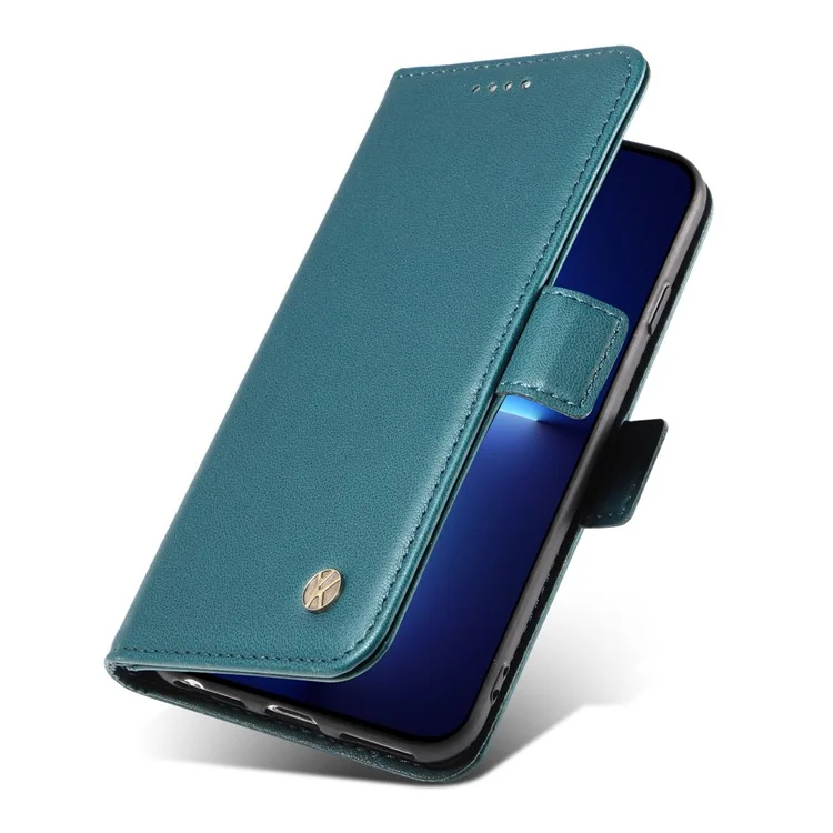 YIKATU YK-003 Capa de Cobertura Anti-arranhão para iPhone 13 Pro Max 6.7 polegadas, Caso de Carteira de Telefone de Couro PU com Suporte - Verde