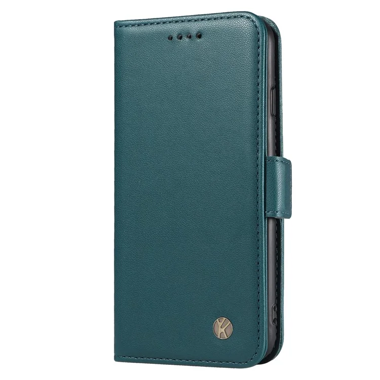 YIKATU YK-003 Capa de Cobertura Anti-arranhão para iPhone 13 Pro Max 6.7 polegadas, Caso de Carteira de Telefone de Couro PU com Suporte - Verde