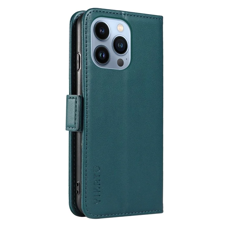 YIKATU YK-003 Capa de Cobertura Anti-arranhão para iPhone 13 Pro Max 6.7 polegadas, Caso de Carteira de Telefone de Couro PU com Suporte - Verde