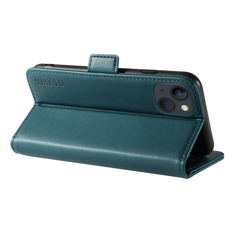 YIKATU YK-003 For iPhone 13 6.1 inch Magnetic Folio Flip Wallet Cover PU Leather Stand Phone Case - Green