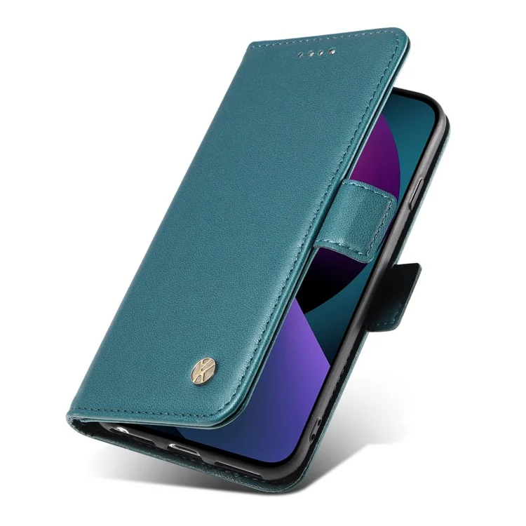 YIKATU YK-003 For iPhone 13 6.1 inch Magnetic Folio Flip Wallet Cover PU Leather Stand Phone Case - Green