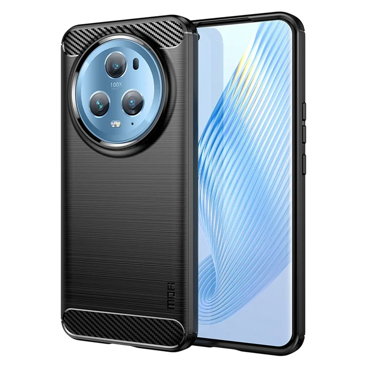 MOFI JK TPU Series-1 Pour Honor Magic5 Pro Antichoc Carbone Fibre Souple TPU Étui de Téléphone Brossé Couverture - Noir