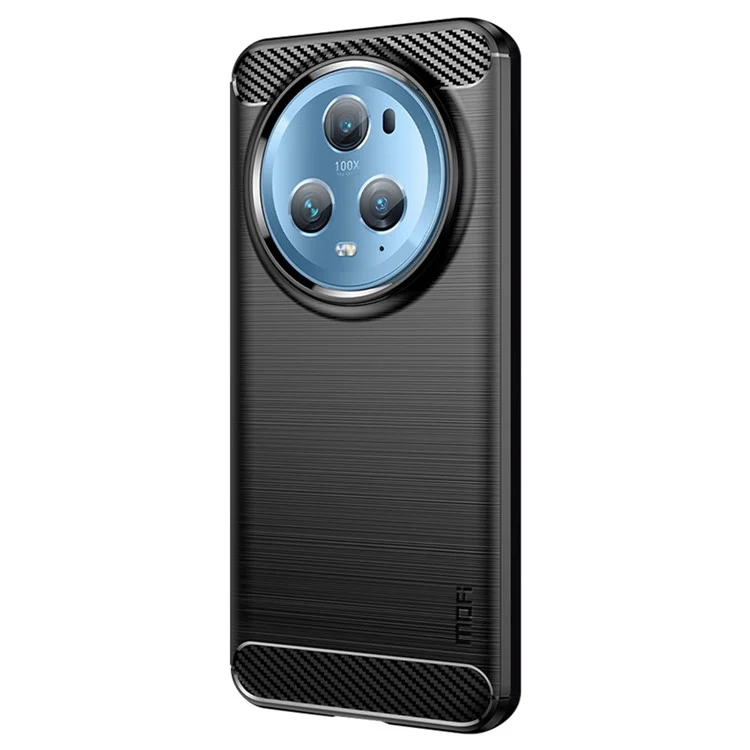 MOFI JK TPU Series-1 Pour Honor Magic5 Pro Antichoc Carbone Fibre Souple TPU Étui de Téléphone Brossé Couverture - Noir