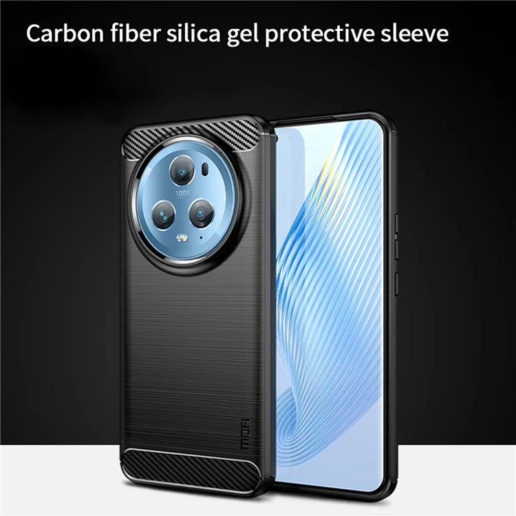 MOFI JK TPU Series-1 Pour Honor Magic5 Pro Antichoc Carbone Fibre Souple TPU Étui de Téléphone Brossé Couverture - Noir