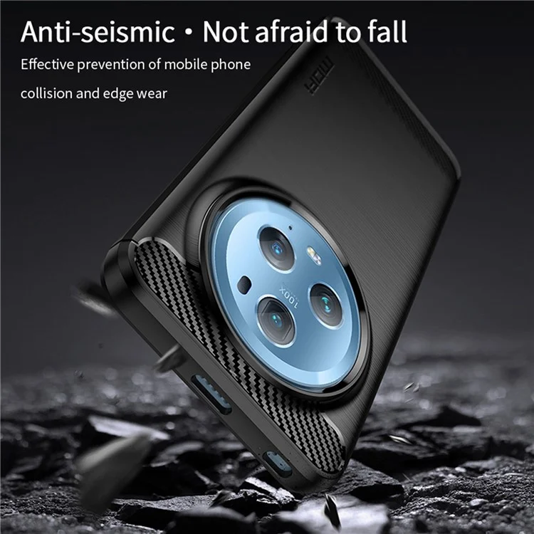 MOFI JK TPU Series-1 Pour Honor Magic5 Pro Antichoc Carbone Fibre Souple TPU Étui de Téléphone Brossé Couverture - Noir