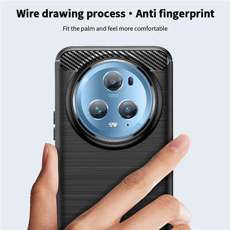 MOFI JK TPU Series-1 Pour Honor Magic5 Pro Antichoc Carbone Fibre Souple TPU Étui de Téléphone Brossé Couverture - Noir