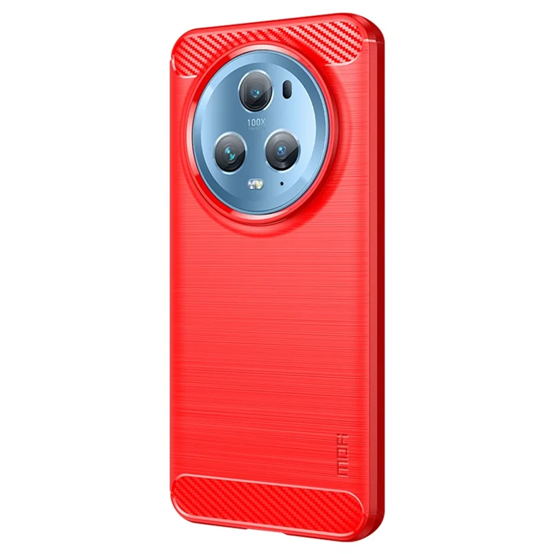 MOFI JK TPU Series-1 For Honor Magic5 Pro Drop-proof Carbon Fiber Soft TPU Phone Case Brushed Cover - Red