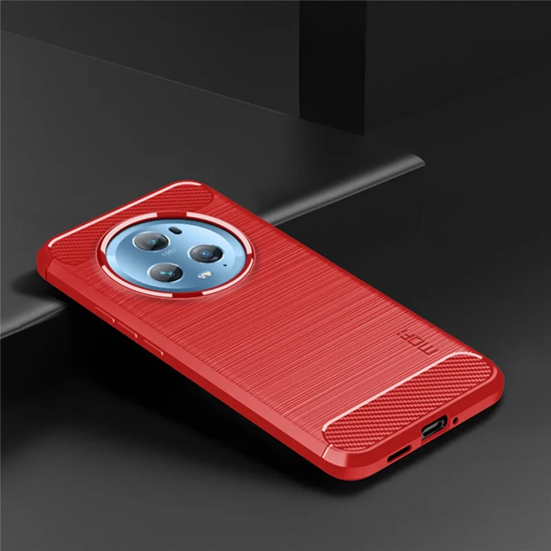 MOFI JK TPU Series-1 For Honor Magic5 Pro Drop-proof Carbon Fiber Soft TPU Phone Case Brushed Cover - Red