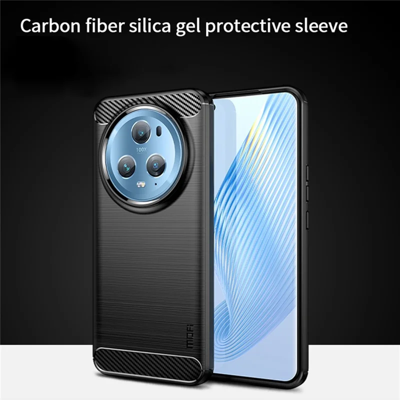MOFI JK TPU Series-1 For Honor Magic5 Pro Drop-proof Carbon Fiber Soft TPU Phone Case Brushed Cover - Red