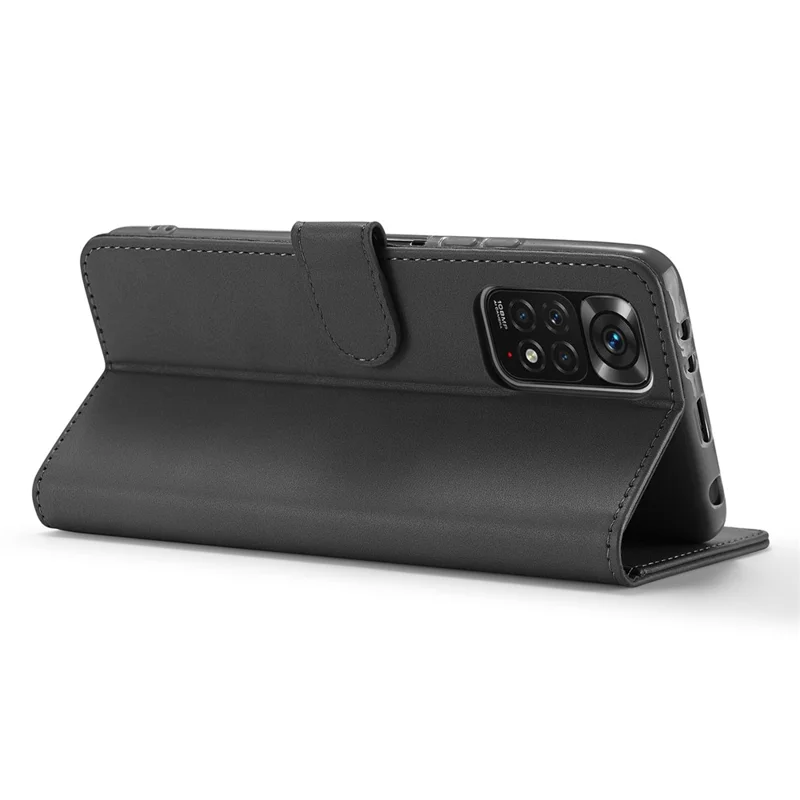 LC.IMEEKE para Xiaomi Redmi Note 12 Pro 4G / Note 11 Pro 4G (MediaTek) / Note 11 Pro 5G (Qualcomm) Funda de teléfono de cuero con textura de ternera, soporte y cartera - Negro