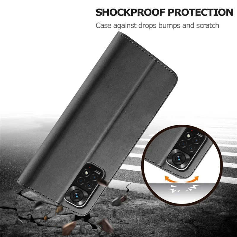 LC.IMEEKE para Xiaomi Redmi Note 12 Pro 4G / Note 11 Pro 4G (MediaTek) / Note 11 Pro 5G (Qualcomm) Funda de teléfono de cuero con textura de ternera, soporte y cartera - Negro