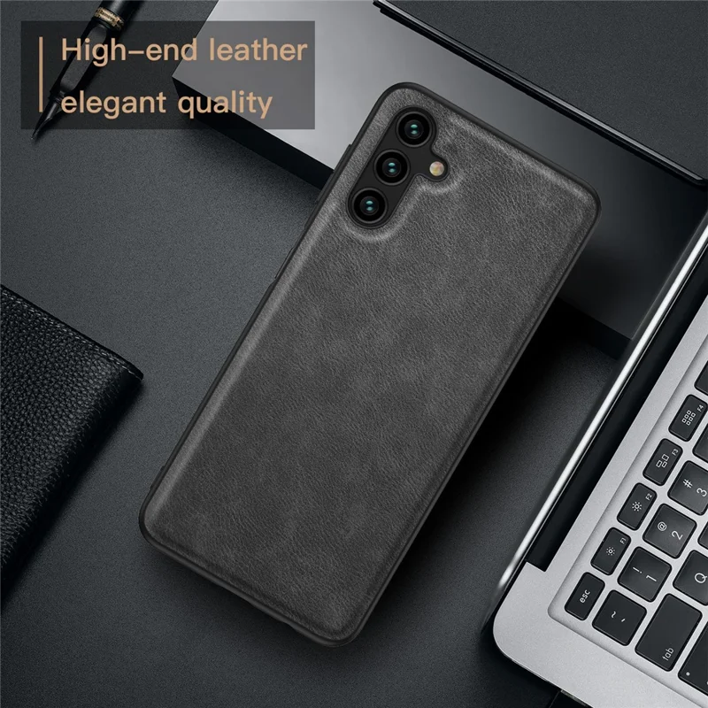 For Samsung Galaxy A24 4G (162.1 x 77.6 x 8.3mm) Vintage Phone Case PU Leather + TPU Scratch Resistant Back Cover - Black