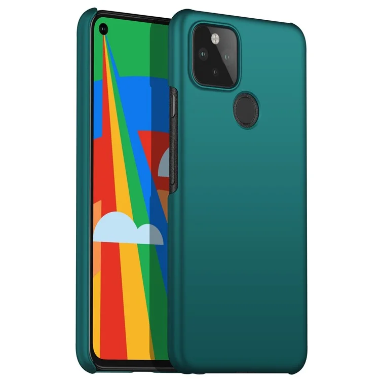 Для Google Pixel 5 Solid Color Anti-drop Phone Case Hard PC Protective Back Cover - Green