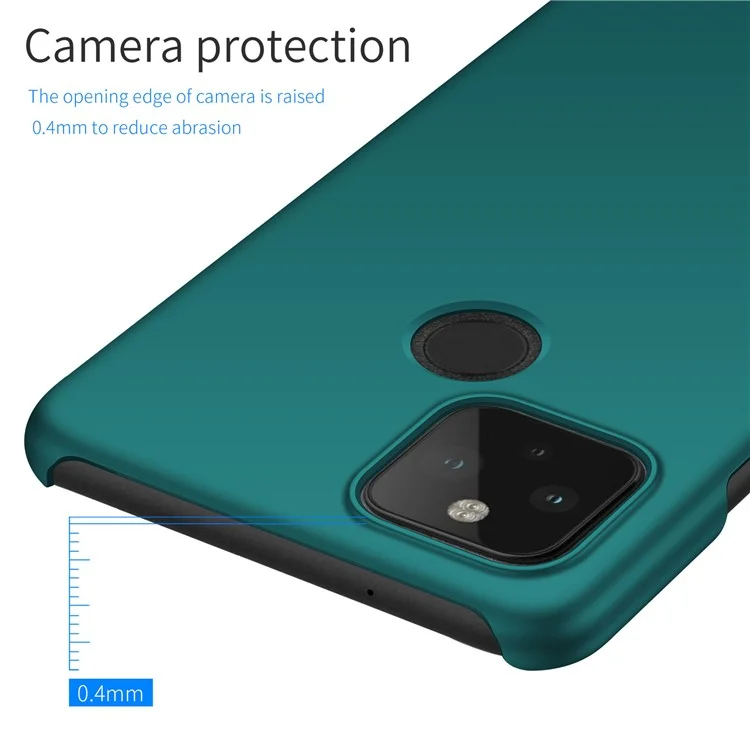 Для Google Pixel 5 Solid Color Anti-drop Phone Case Hard PC Protective Back Cover - Green