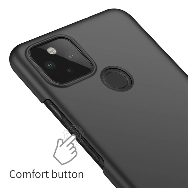 For Google Pixel 5a 5G Solid Color Phone Case Hard PC Anti-fingerprint Protective Back Cover - Black