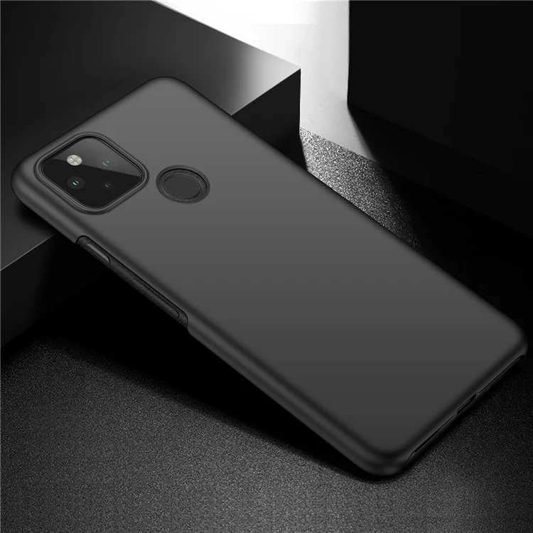 For Google Pixel 5a 5G Solid Color Phone Case Hard PC Anti-fingerprint Protective Back Cover - Black