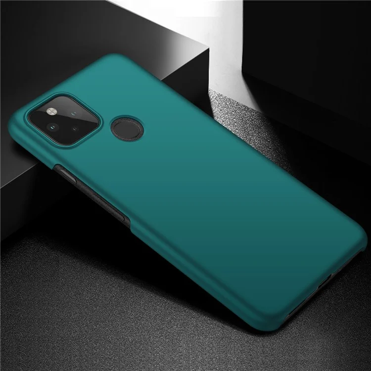 For Google Pixel 5a 5G Solid Color Phone Case Hard PC Anti-fingerprint Protective Back Cover - Green