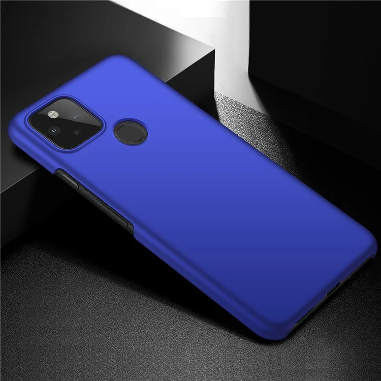 For Google Pixel 5a 5G Solid Color Phone Case Hard PC Anti-fingerprint Protective Back Cover - Blue