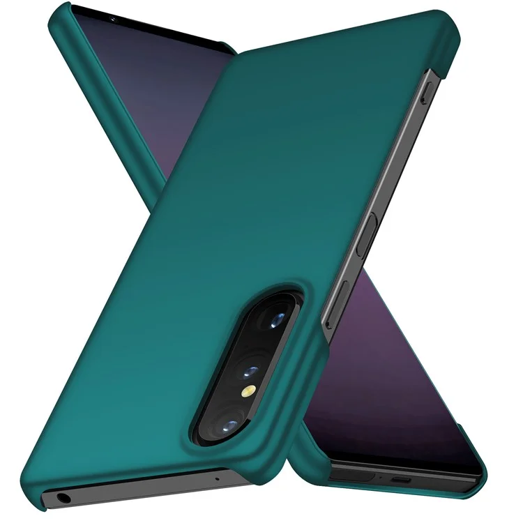 For Sony Xperia 1 V Solid Color Shockproof Phone Case Hard PC Cell Phone Cover - Green