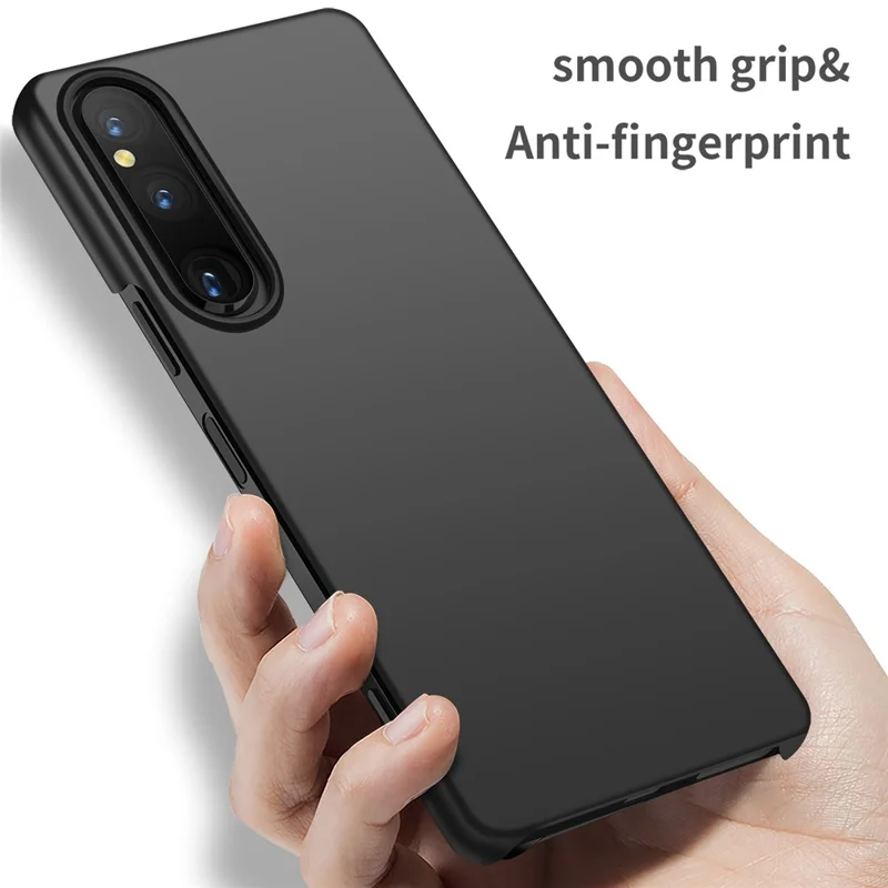 For Sony Xperia 1 V Solid Color Shockproof Phone Case Hard PC Cell Phone Cover - Black