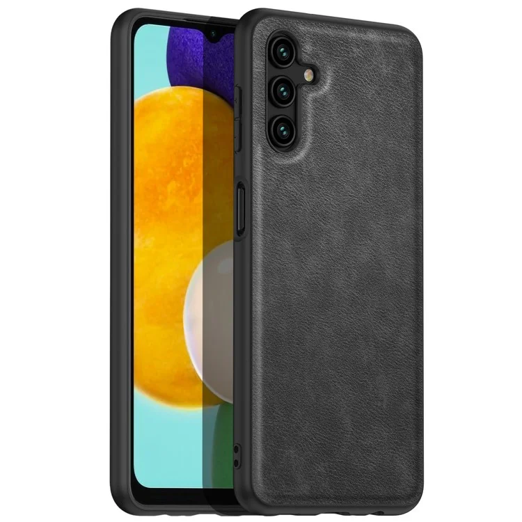 For Samsung Galaxy A14 4G / 5G Slim Phone Case Retro Texture PU Leather Coated TPU Protective Cover - Black