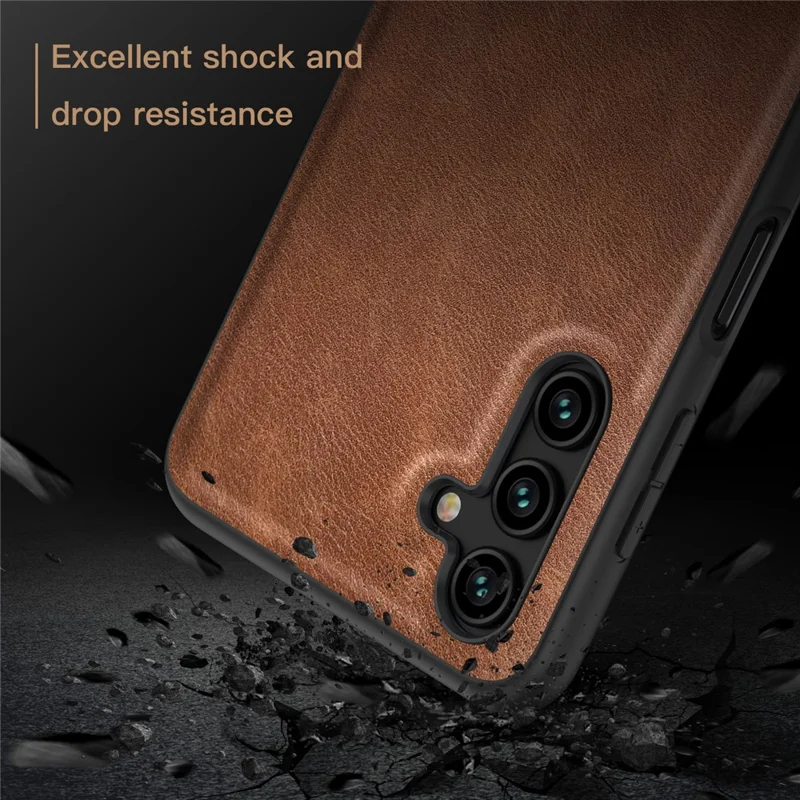 For Samsung Galaxy A14 4G / 5G Slim Phone Case Retro Texture PU Leather Coated TPU Protective Cover - Black