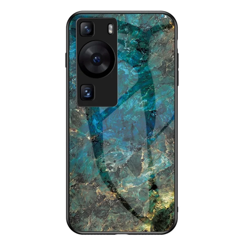 Coque pour Huawei P60 / P60 Pro avec motif marbre, verre trempé + PC + TPU, étui anti-chute - Marbre émeraude