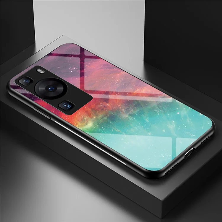 Für Huawei P60 / P60 Pro 5G PC+TPU+Gehärtetes Glas Sternenhimmel-Muster Handyhülle Stoßfeste Abdeckung - Farbe Sternenhimmel