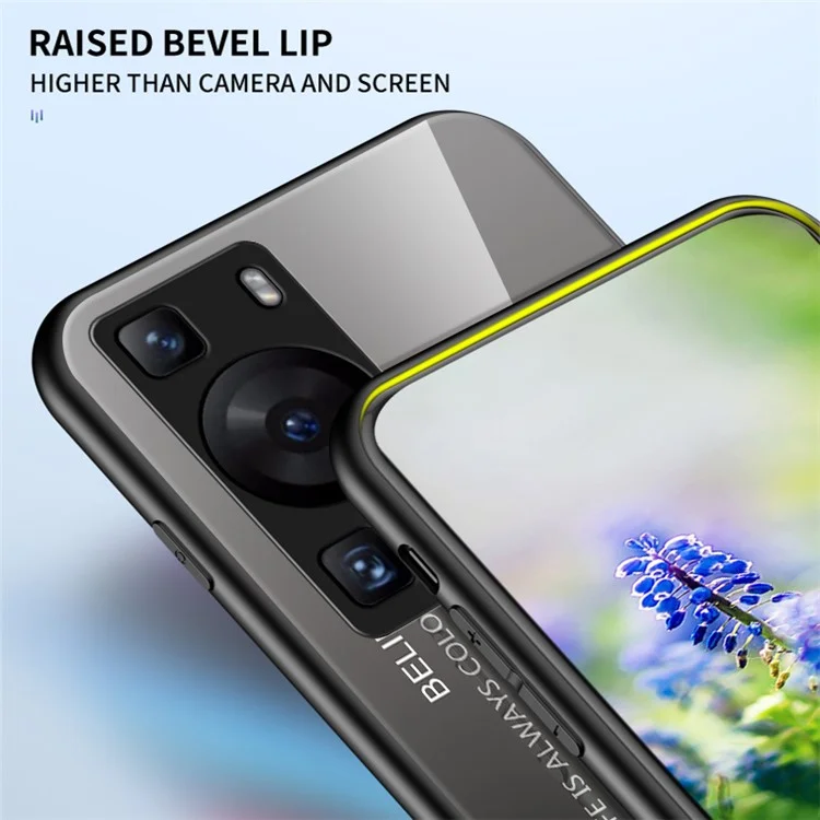 Para Huawei P60 / P60 Pro Capa de Telefone Gradient Vidro Temperado+PC+TPU à Prova de Choque Capa de Telefone - Gradient Vermelho Preto