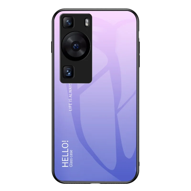 Für Huawei P60 / P60 Pro Gradient Phone Case Tempered Glass+PC+TPU Stoßfest Phone Cover - Gradient Pink Purple