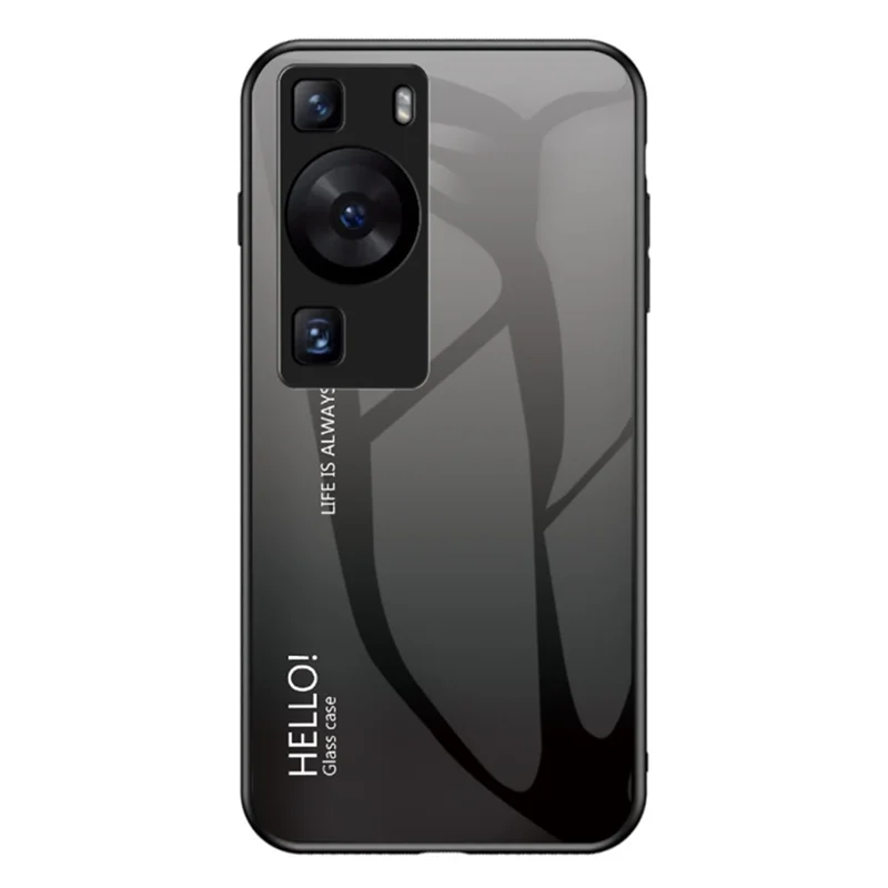Per Huawei P60 / P60 Pro Gradient Phone Case Custodia in Vetro Temperato+PC+TPU Antiurto Custodia per Telefono - Gradient Black Grey