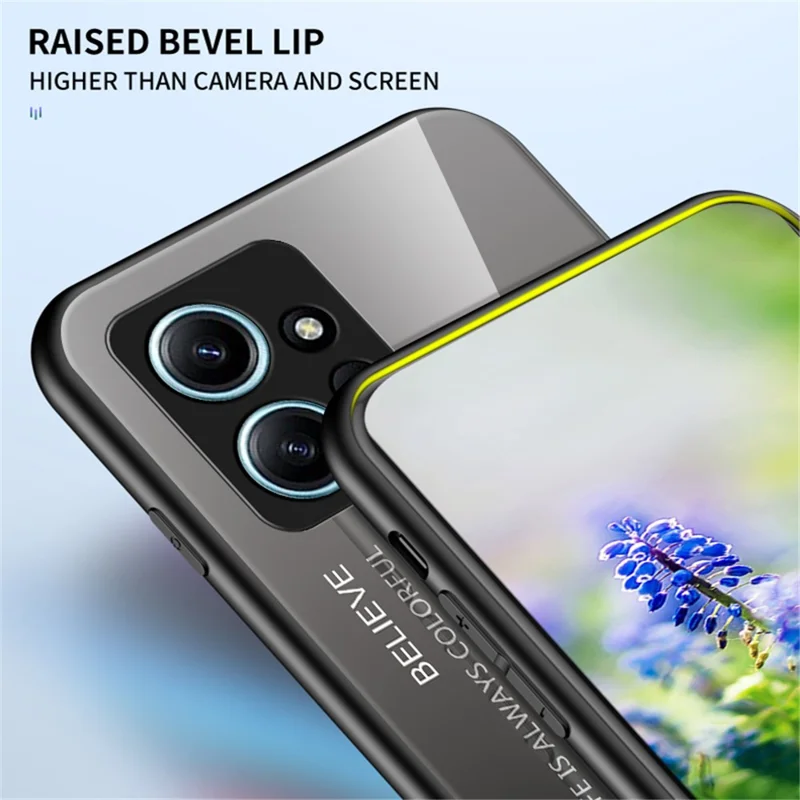 For Xiaomi Redmi Note 12 4G Phone Case Tempered Glass+PC+TPU Gradient Cell Phone Cover - Gradient Pink Blue