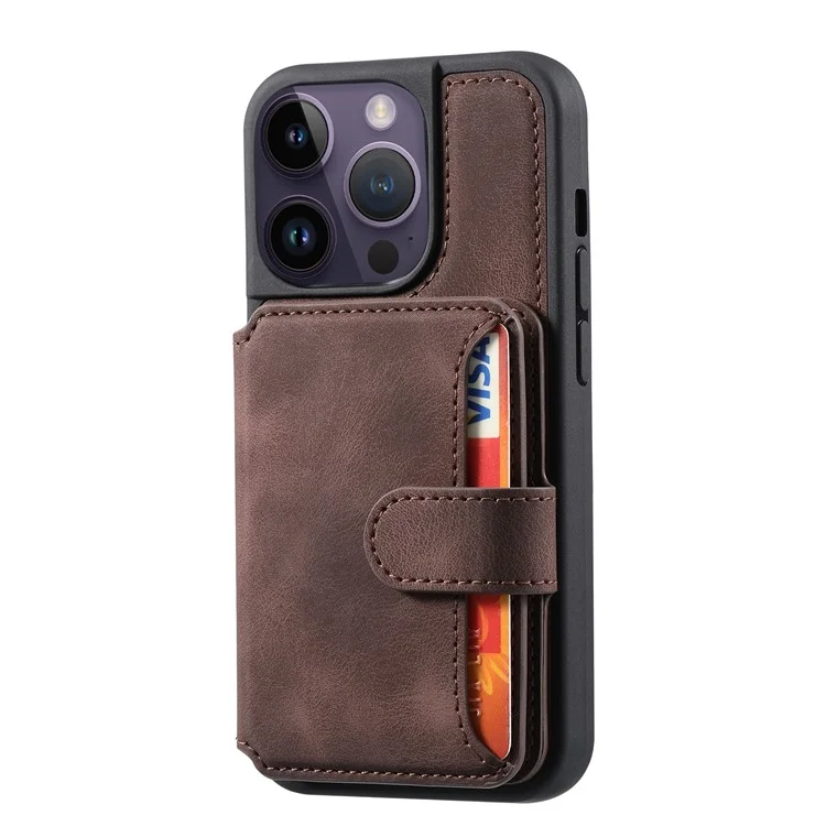 Shockproof RFID Blocking Case for iPhone 12 Pro Max 6.7 inch PU Leather TPU Phone Shell with Card Holder - Coffee