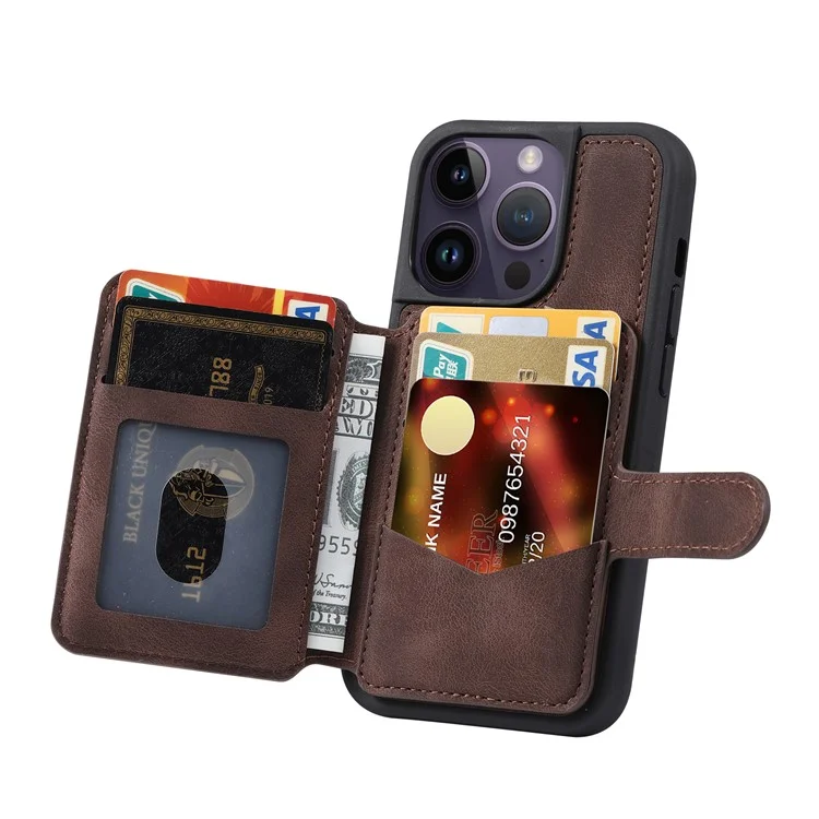 Shockproof RFID Blocking Case for iPhone 12 Pro Max 6.7 inch PU Leather TPU Phone Shell with Card Holder - Coffee