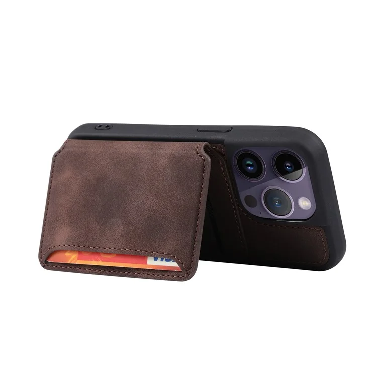 Shockproof RFID Blocking Case for iPhone 12 Pro Max 6.7 inch PU Leather TPU Phone Shell with Card Holder - Coffee