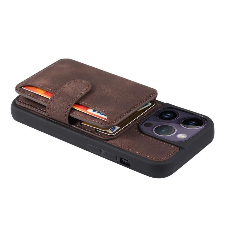 Shockproof RFID Blocking Case for iPhone 12 Pro Max 6.7 inch PU Leather TPU Phone Shell with Card Holder - Coffee